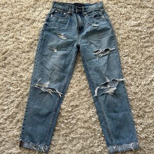 Aeropostale Distressed Curvy Mom Jeans Blue Pants